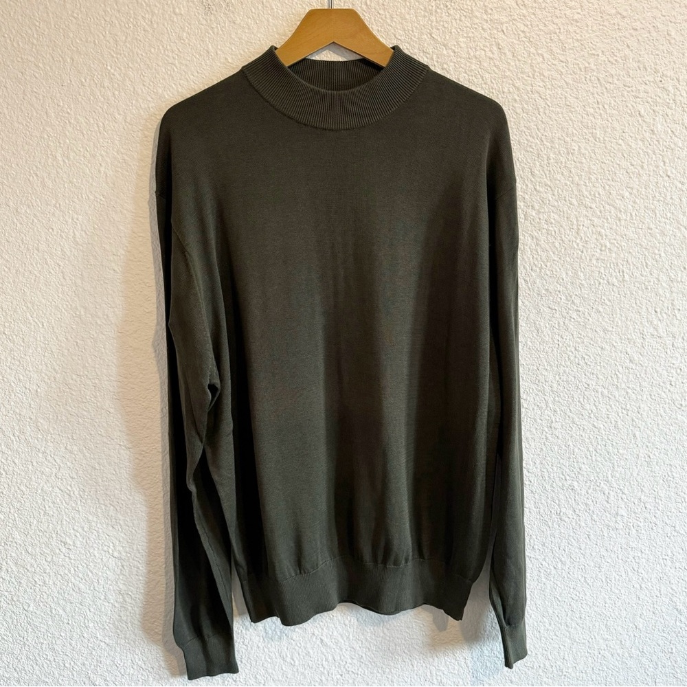 Norm Thompson Vintage 90s Silk Knit Mock Neck Sweater Green Men’s L